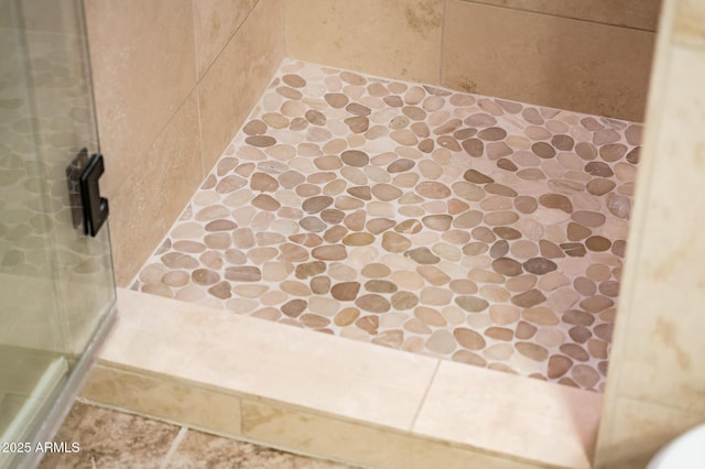 interior details featuring tiled shower