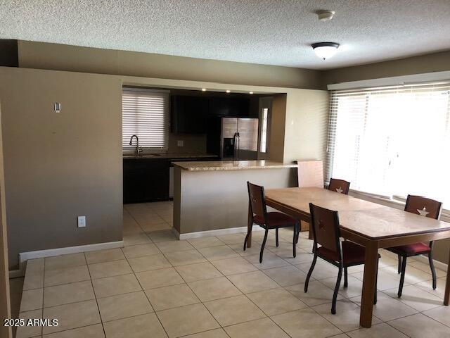 dining room featuring baseboards and a textured ceiling