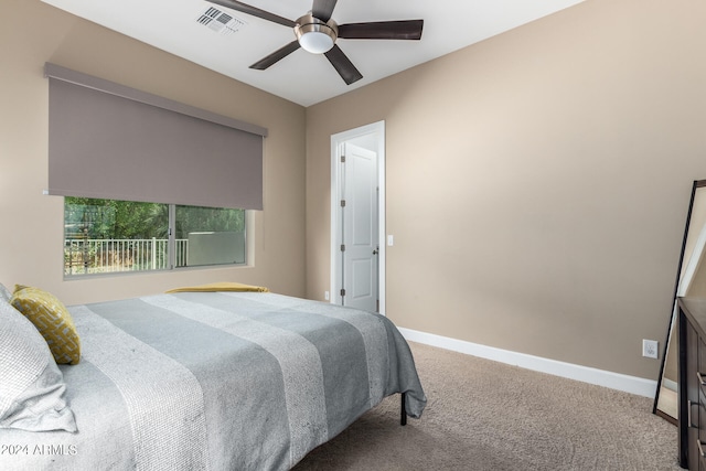 bedroom with carpet and ceiling fan