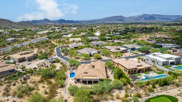 bird's eye view with a mountain view