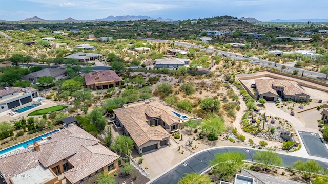 drone / aerial view with a mountain view