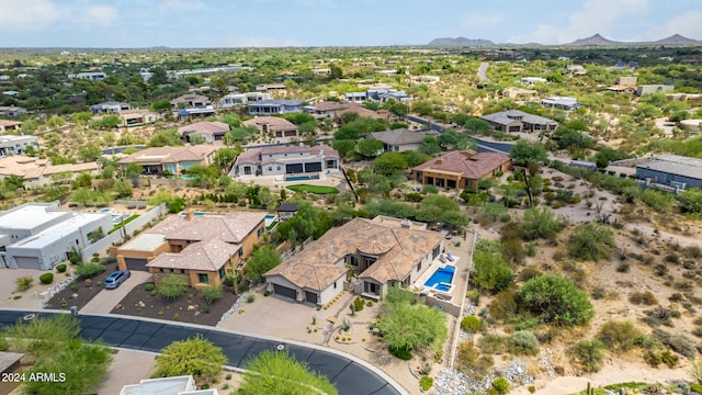 bird's eye view with a mountain view