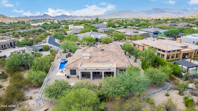 drone / aerial view with a mountain view