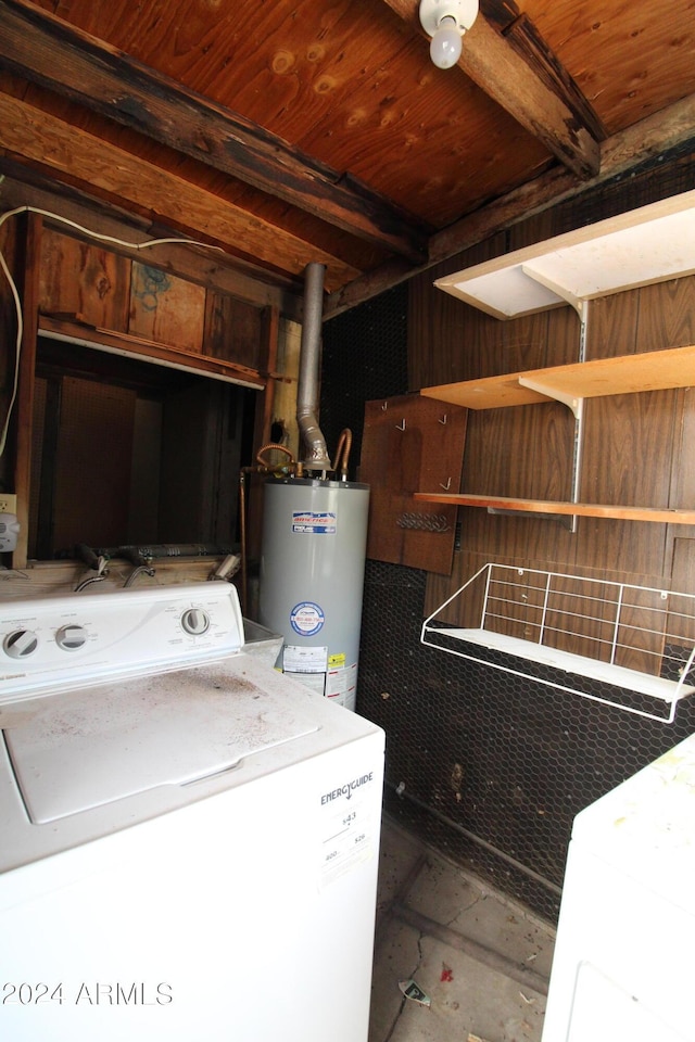 laundry area featuring washer / clothes dryer and gas water heater