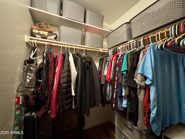 spacious closet with wood finished floors