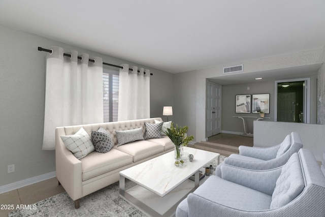 view of tiled living room