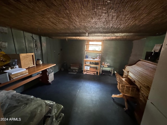 misc room featuring wooden ceiling