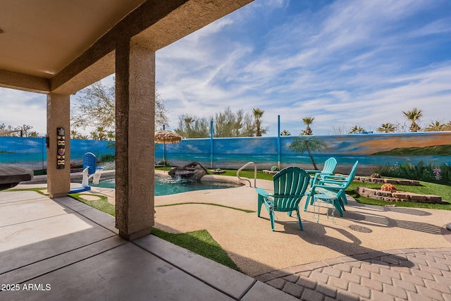 view of patio / terrace with a water view