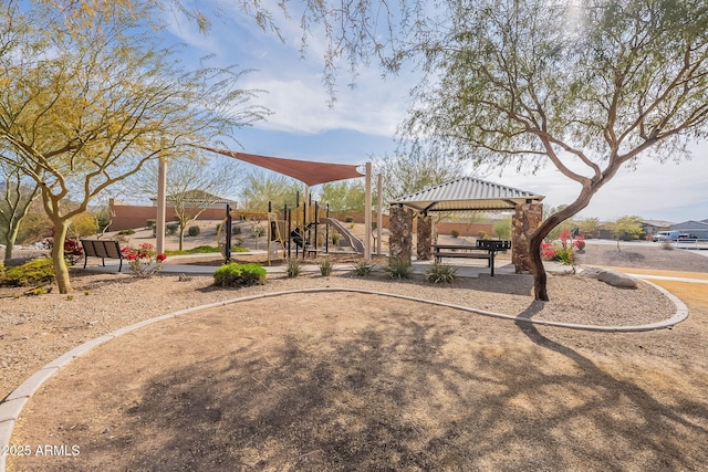 view of home's community featuring a playground and a gazebo