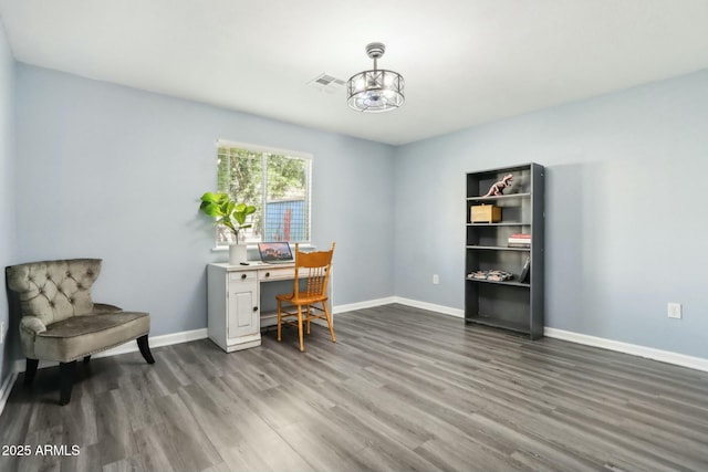 office area featuring dark hardwood / wood-style floors