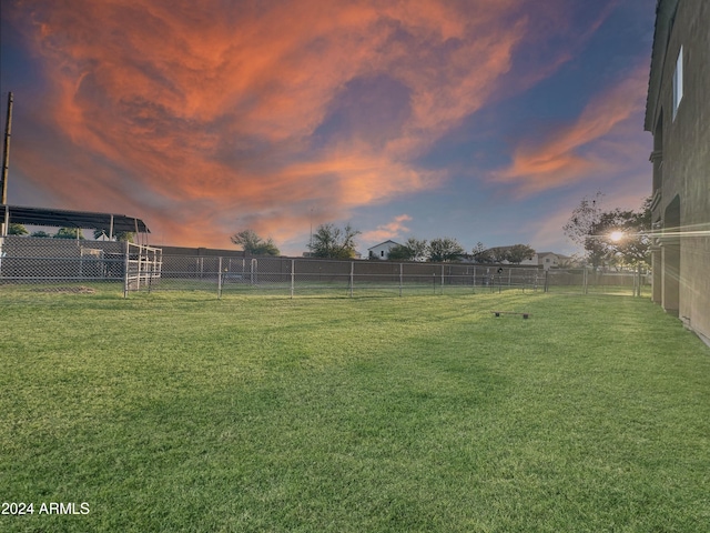 view of yard at dusk