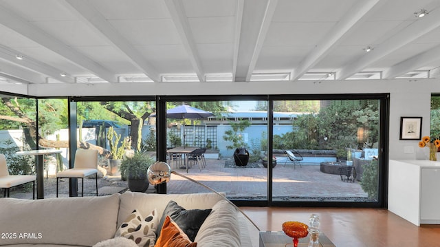5714 N 11th St, Phoenix, AZ 85014 - living room featuring beamed ceiling