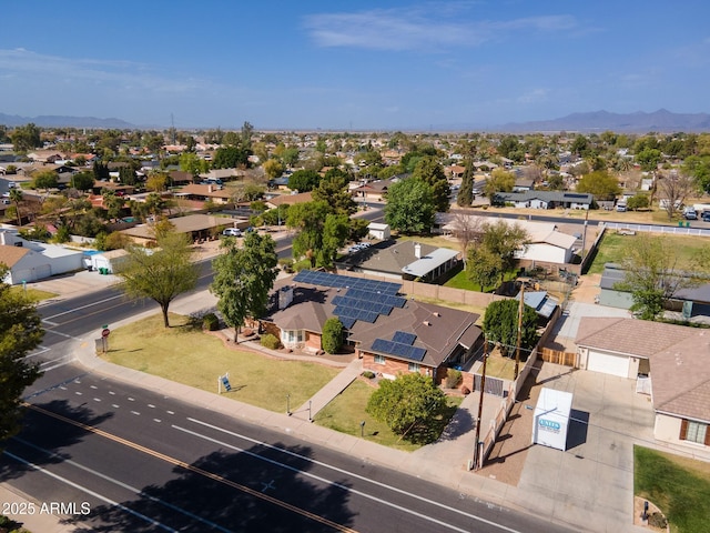 aerial view with a mountain view and a residential view