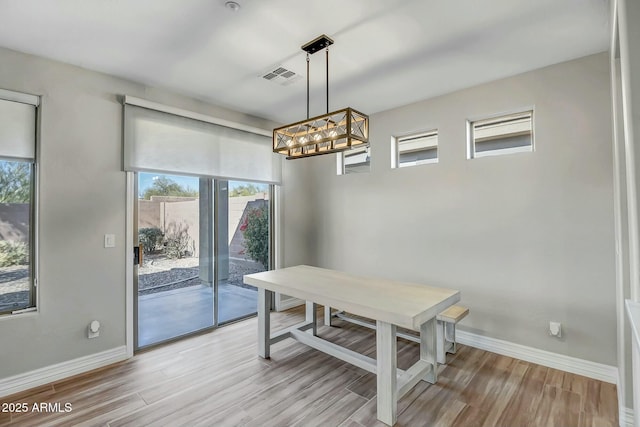 dining room with light hardwood / wood-style floors