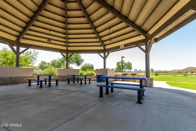 view of patio featuring a gazebo