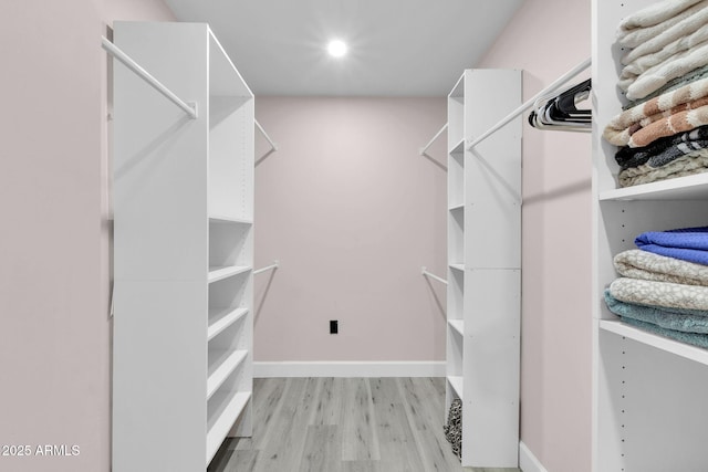 spacious closet with light wood-type flooring