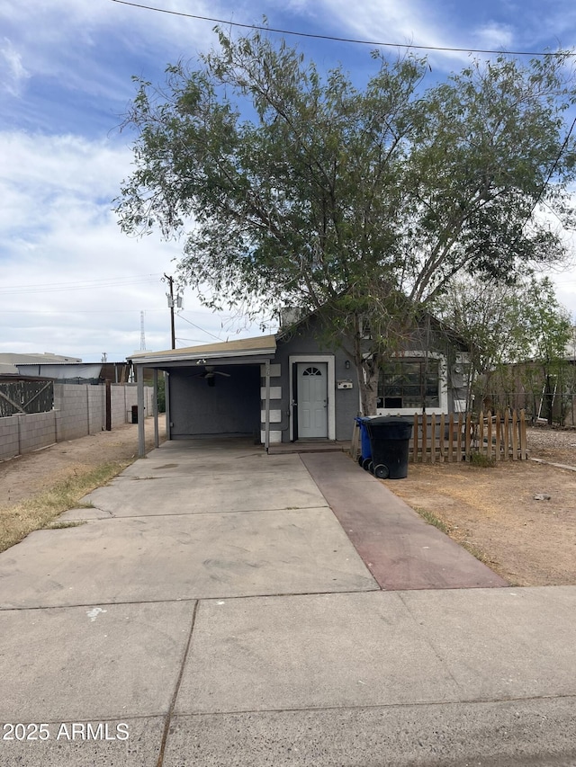 527 S Macdonald, Mesa, AZ 85210 - garage with driveway and an attached carport