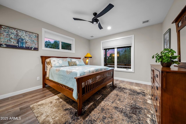 1500 W Pinetree Ct, Show Low, AZ 85901 - bedroom with wood finished floors, recessed lighting, and a ceiling fan