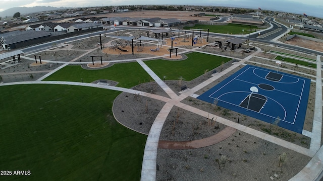 drone / aerial view with a residential view