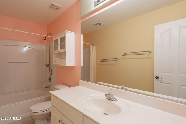 3665 E Thames Way, San Tan Valley, AZ 85140 - full bath featuring vanity, toilet, shower / bath combo, and tile patterned flooring
