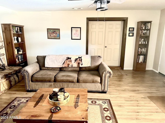 living room with light hardwood / wood-style floors