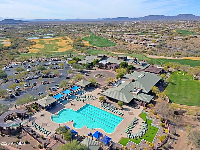 aerial view with a mountain view