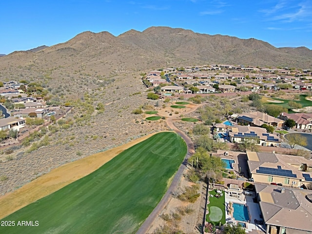 bird's eye view with a mountain view