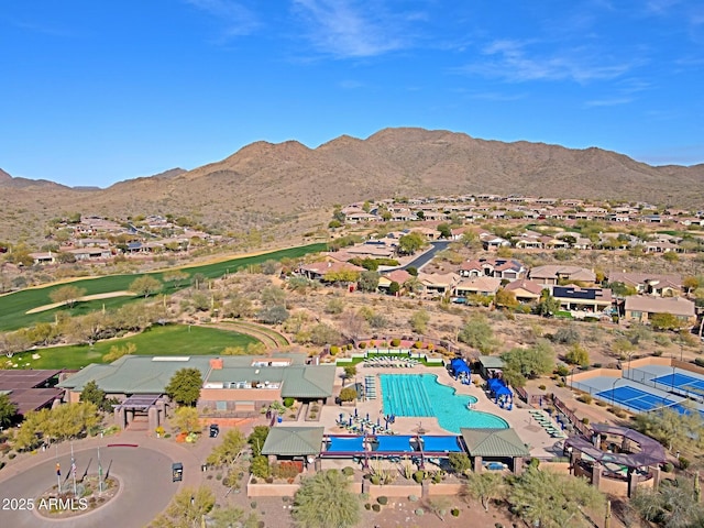 bird's eye view featuring a mountain view