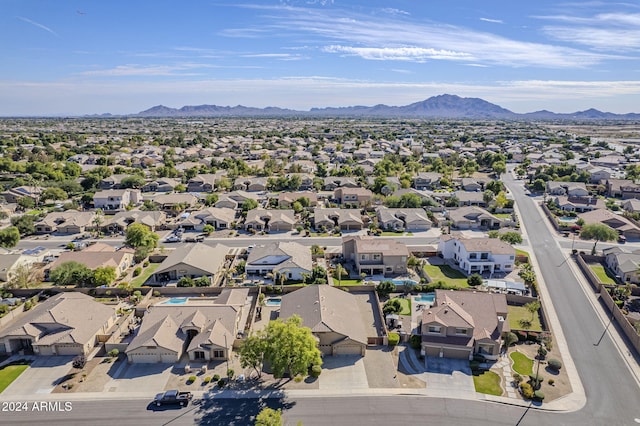 bird's eye view with a mountain view