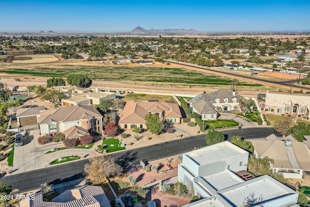 drone / aerial view with a mountain view