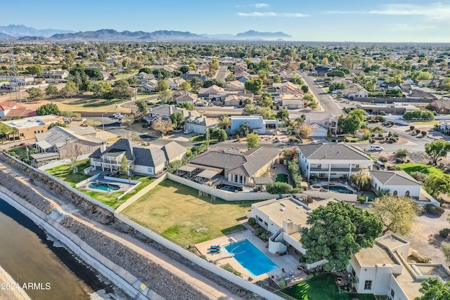 bird's eye view with a mountain view