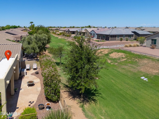 drone / aerial view with a residential view