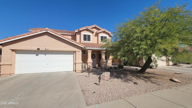 view of front of house with a garage