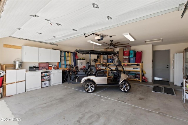 garage with a garage door opener