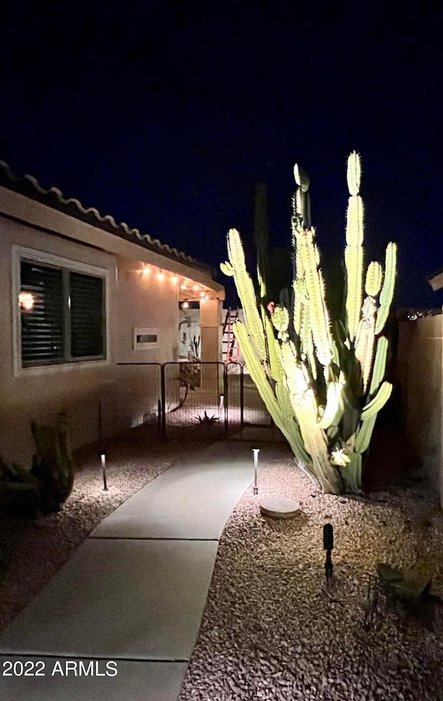 view of patio at twilight