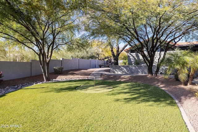 view of yard featuring a fenced backyard