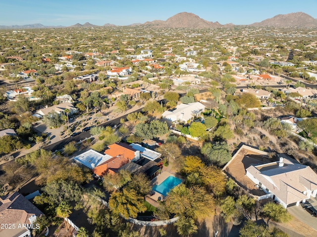 drone / aerial view with a residential view and a mountain view