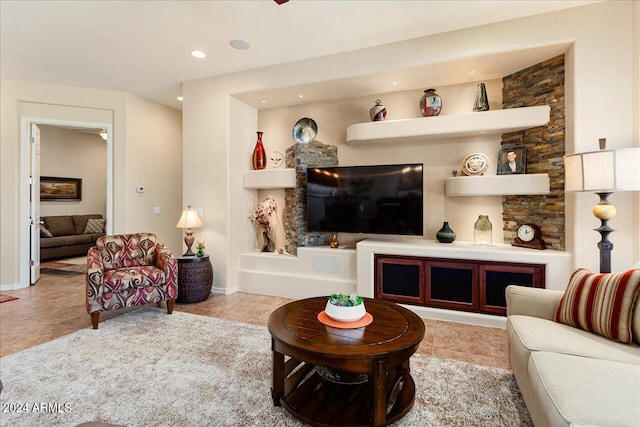 view of tiled living room