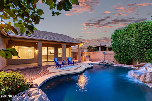 4215 W Hackamore Dr, Phoenix, AZ 85083 - view of swimming pool featuring a fenced backyard, a patio, and ceiling fan