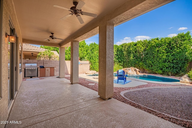 4215 W Hackamore Dr, Phoenix, AZ 85083 - fenced backyard with a ceiling fan and a patio area