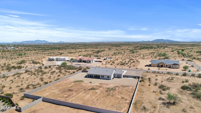 bird's eye view with a mountain view and a desert view