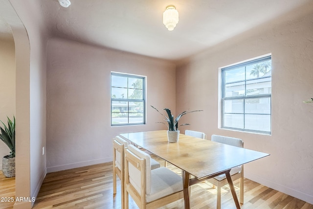 1551 W Vernon Ave, Phoenix, AZ 85007 - dining area with plenty of natural light, light wood-type flooring, arched walkways, and baseboards