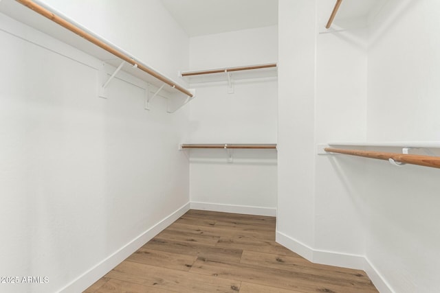 walk in closet featuring wood finished floors