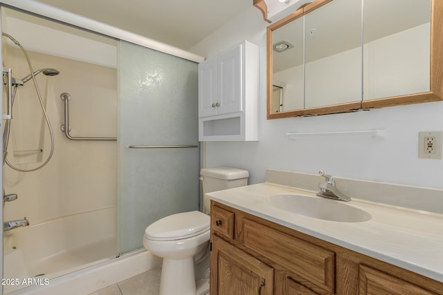 10330 W Thunderbird Blvd Unit C109, Sun City, AZ 85351 - bathroom featuring a shower with door, vanity, and tile patterned floors