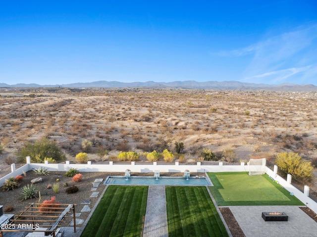 bird's eye view featuring a mountain view