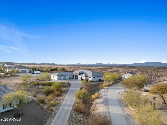 aerial view with a residential view and a mountain view