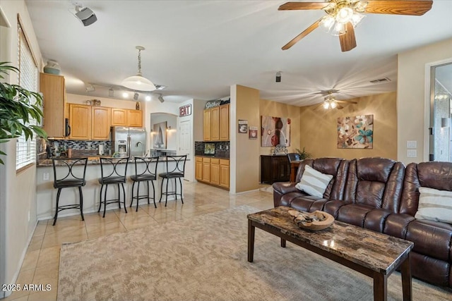 view of tiled living room