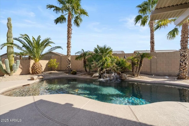 view of pool featuring pool water feature