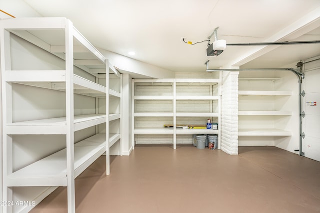 interior space with a garage door opener