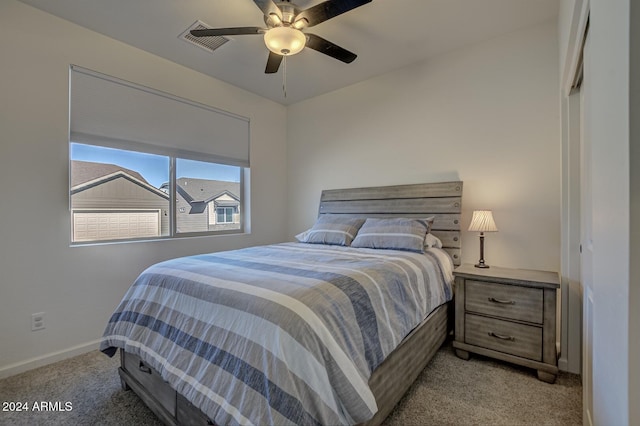 211 S Thunder Mtn, Payson, AZ 85541 - bedroom featuring light carpet, baseboards, and ceiling fan